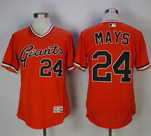 Giants #24 Willie Mays Orange Flexbase Authentic Collection Cooperstown Stitched MLB Jersey